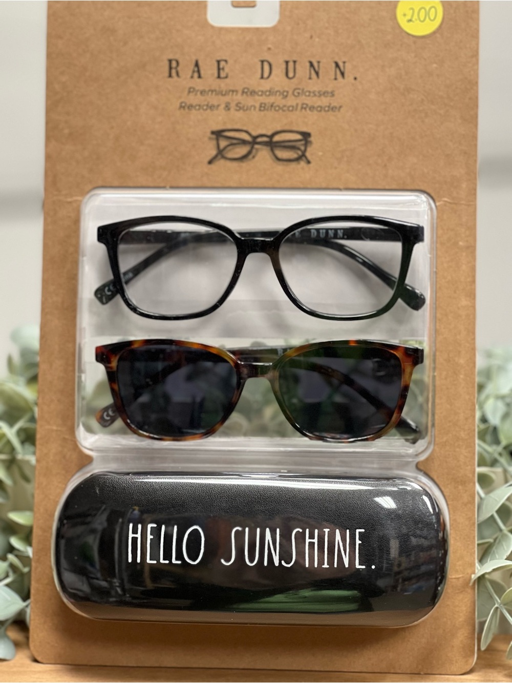 Rae Dunn Women's Black & Tortoiseshell Reading Glasses Set with Case